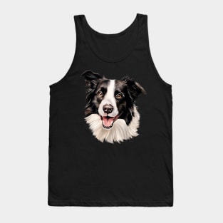 Border Collie Watercolor Portrait Tank Top